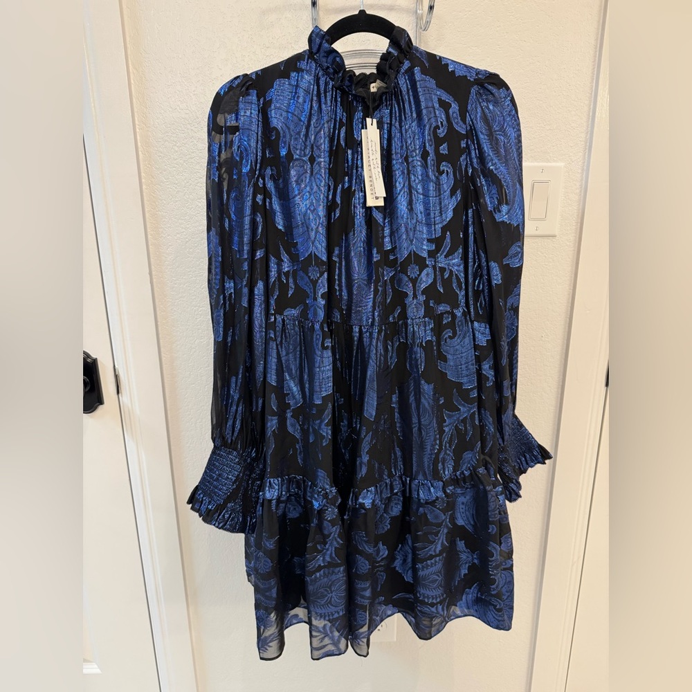 Alice + Olivia blue black shimmer holiday dress